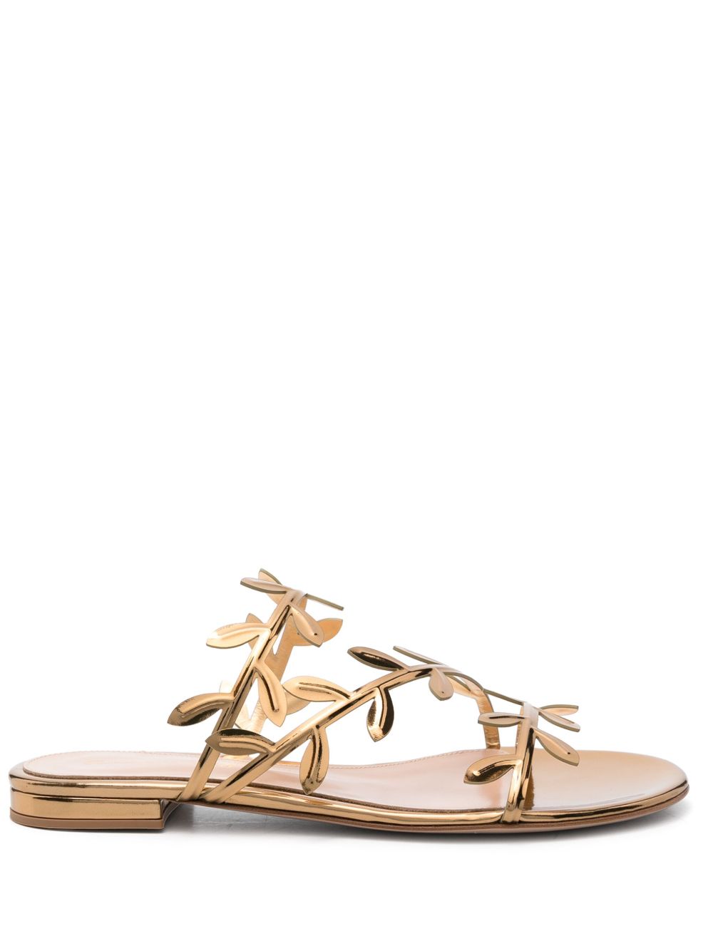 Gianvito Rossi Flavia 皮质平底凉鞋 - 金色