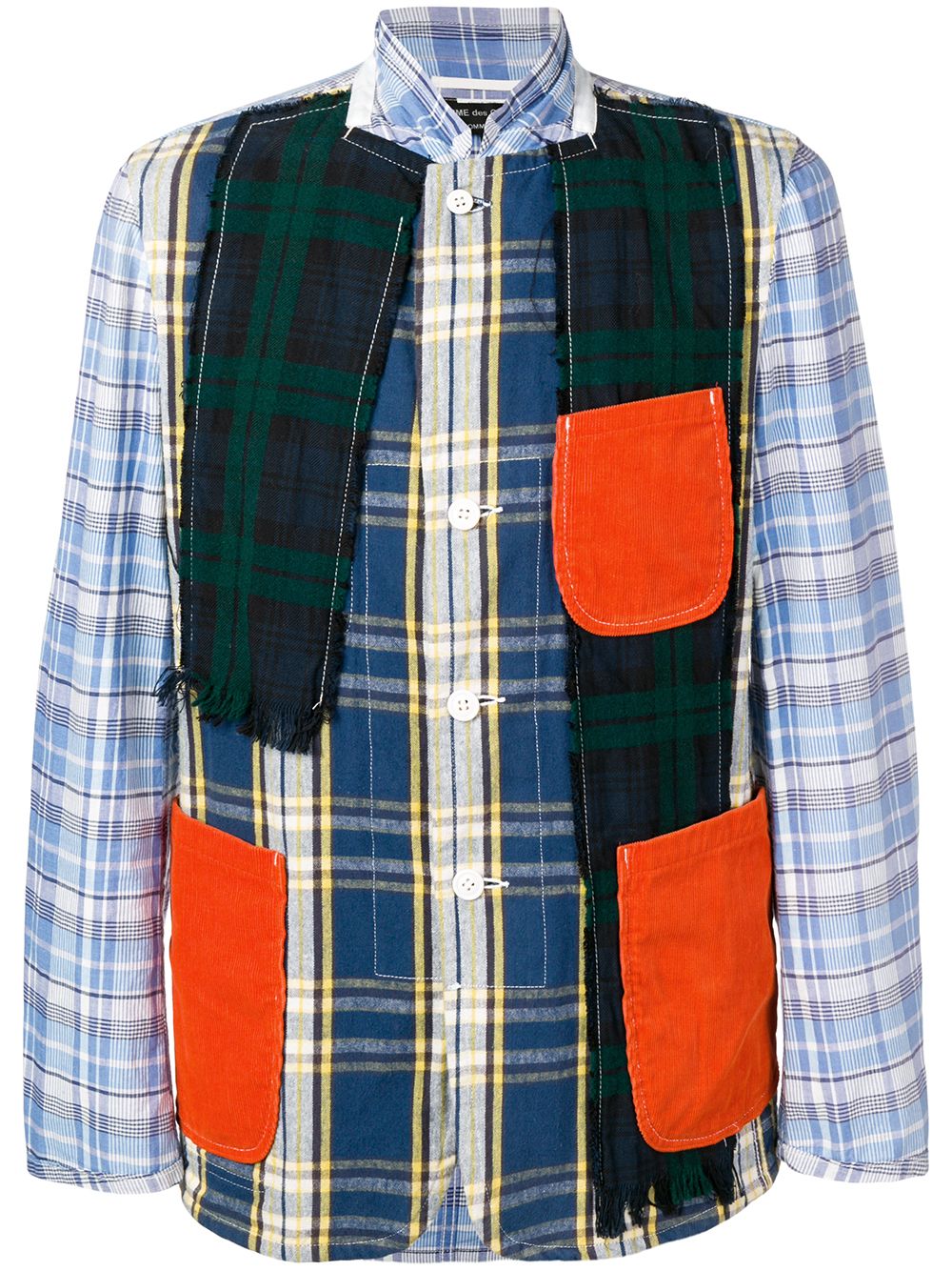 Comme Des Garçons Pre-Owned 古着格纹补丁设计夹克 - 蓝色
