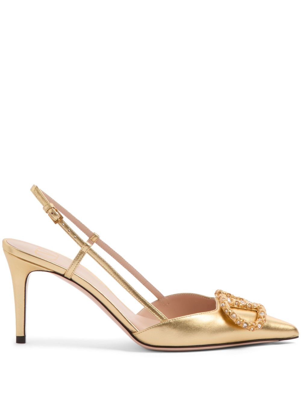 Valentino Garavani VLogo Signature 高跟裹踝鞋（8厘米） - 金色
