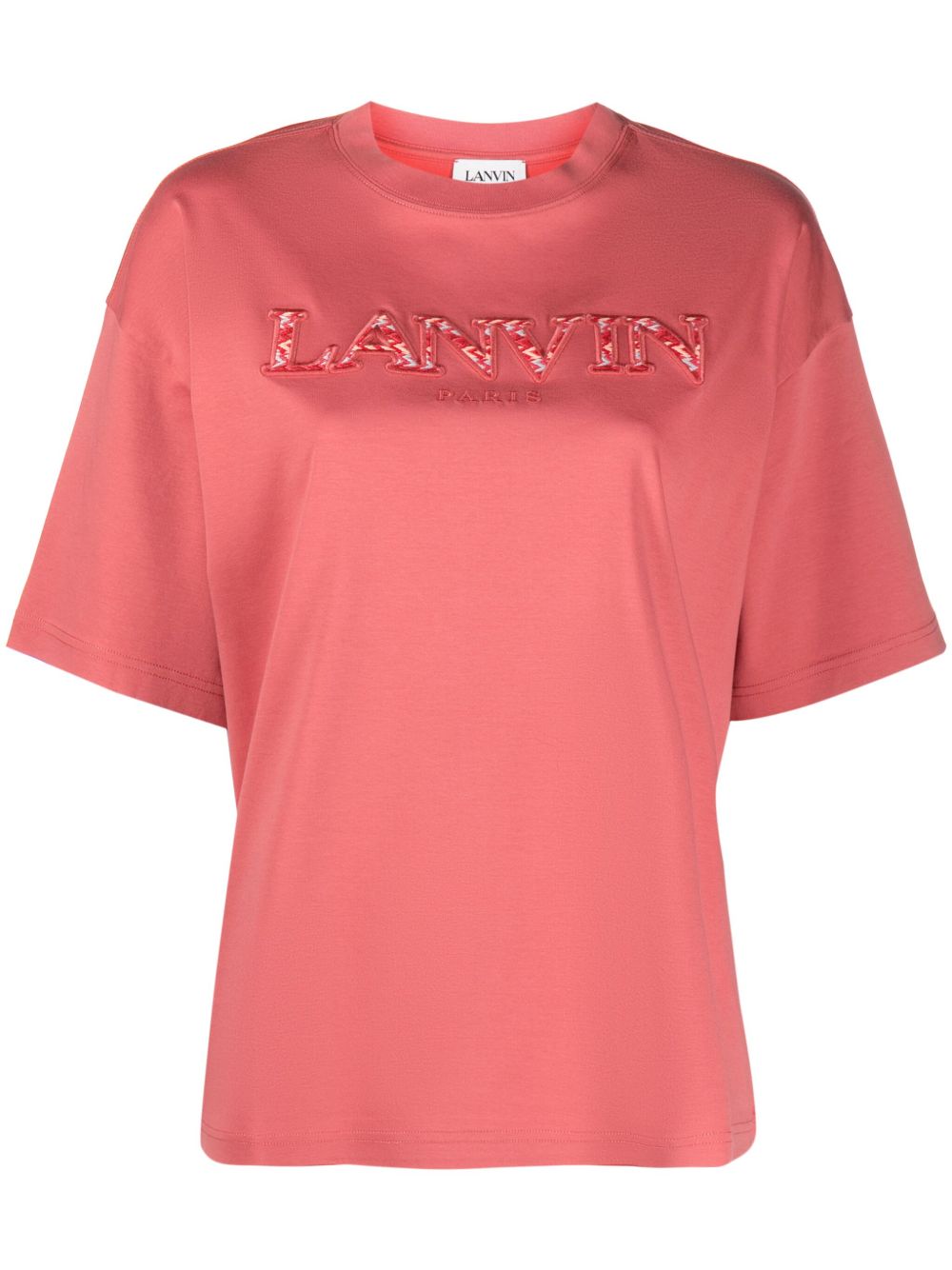 Lanvin logo贴花棉T恤 - 橘色