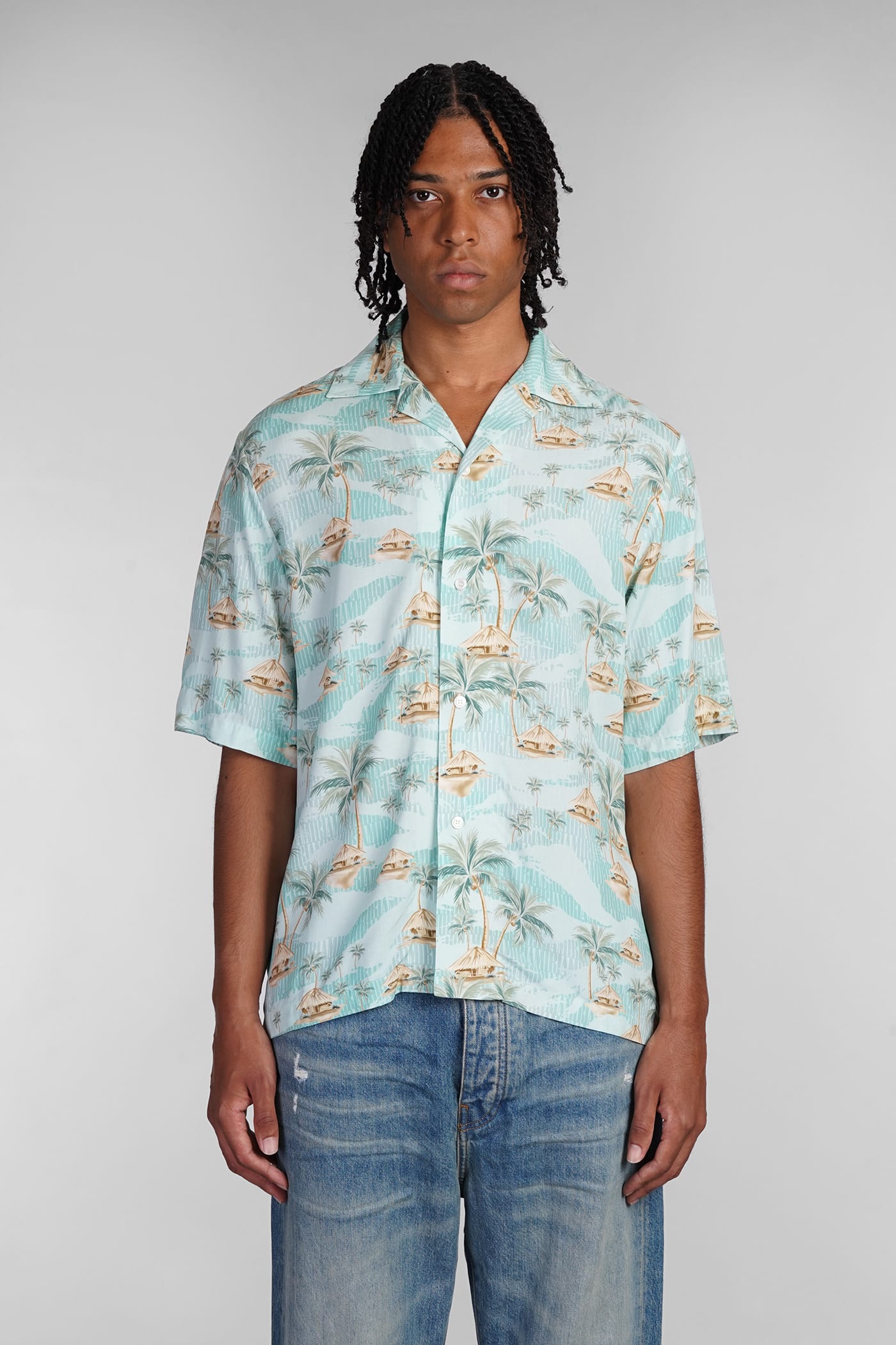 AMIRI Shirt In Cyan Viscose
