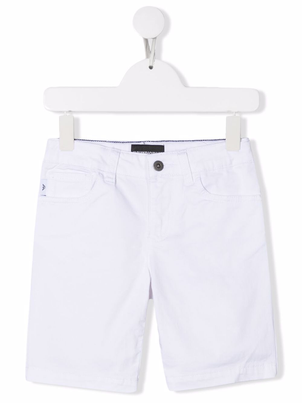 Emporio Armani Kids logo标牌牛仔短裤 - 白色