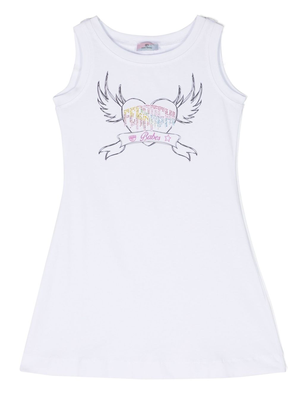 Chiara Ferragni Kids logo缀饰无袖连衣裙 - 白色