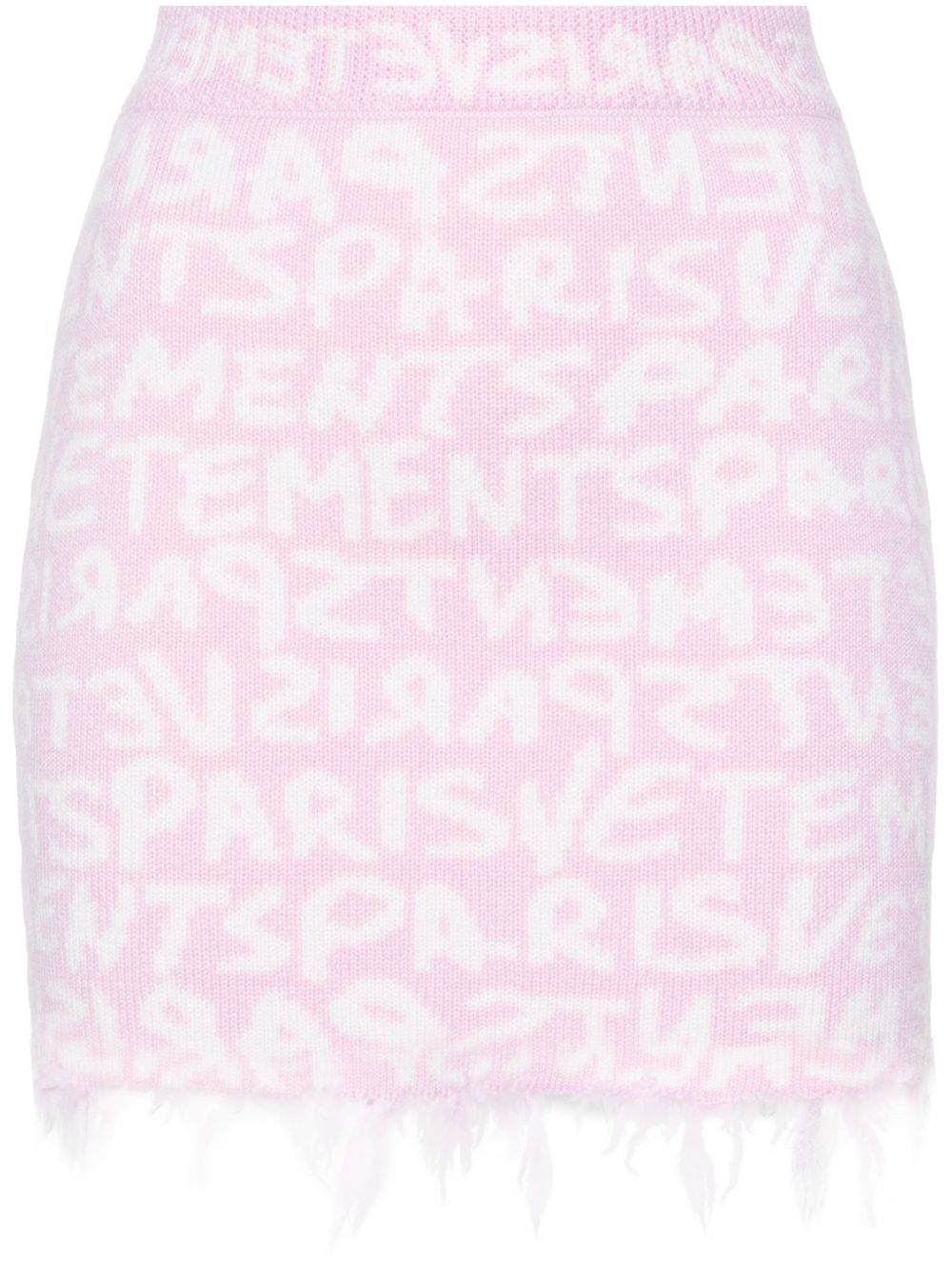 VETEMENTS 经典logo提花美利诺羊毛迷你半身裙 - 粉色