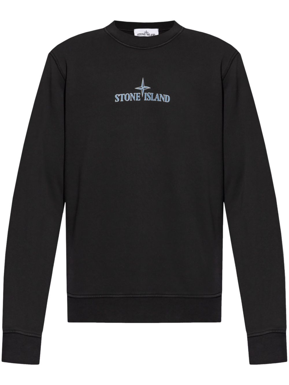 Stone Island logo印花棉卫衣 - 黑色
