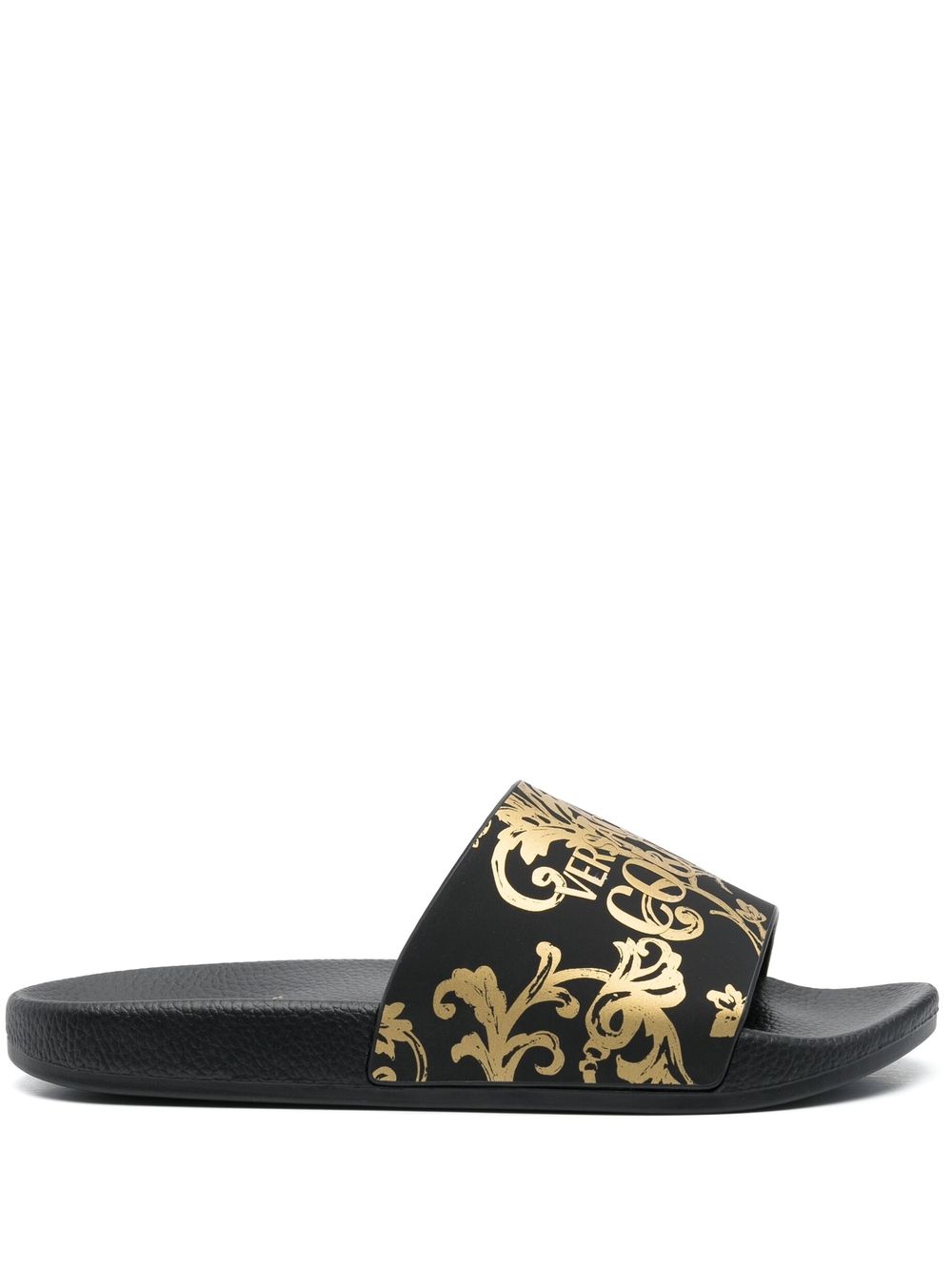 Versace Jeans Couture Barocco 印花拖鞋 - 黑色