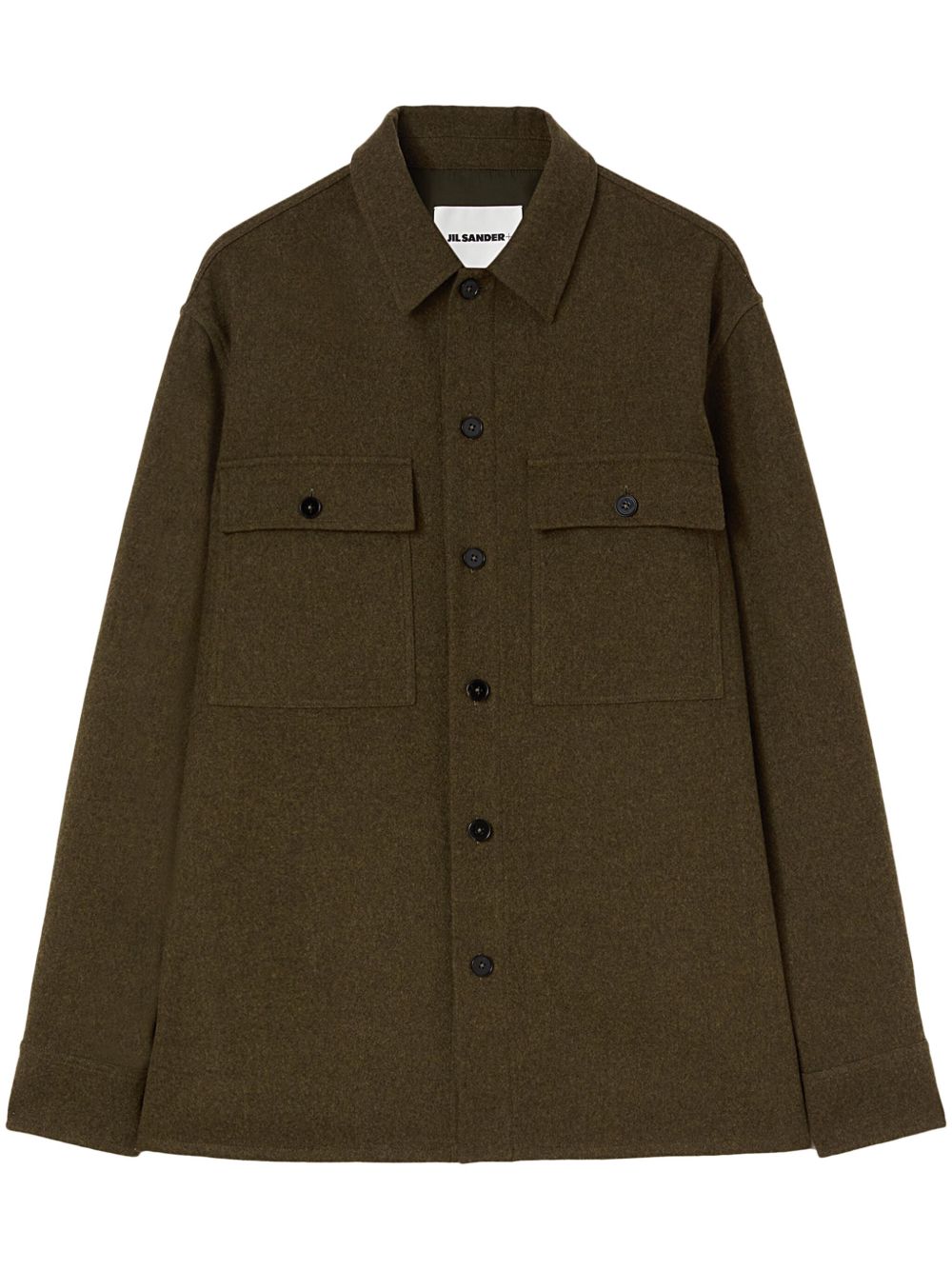 Jil Sander 垮肩法兰绒衬衫 - 褐色