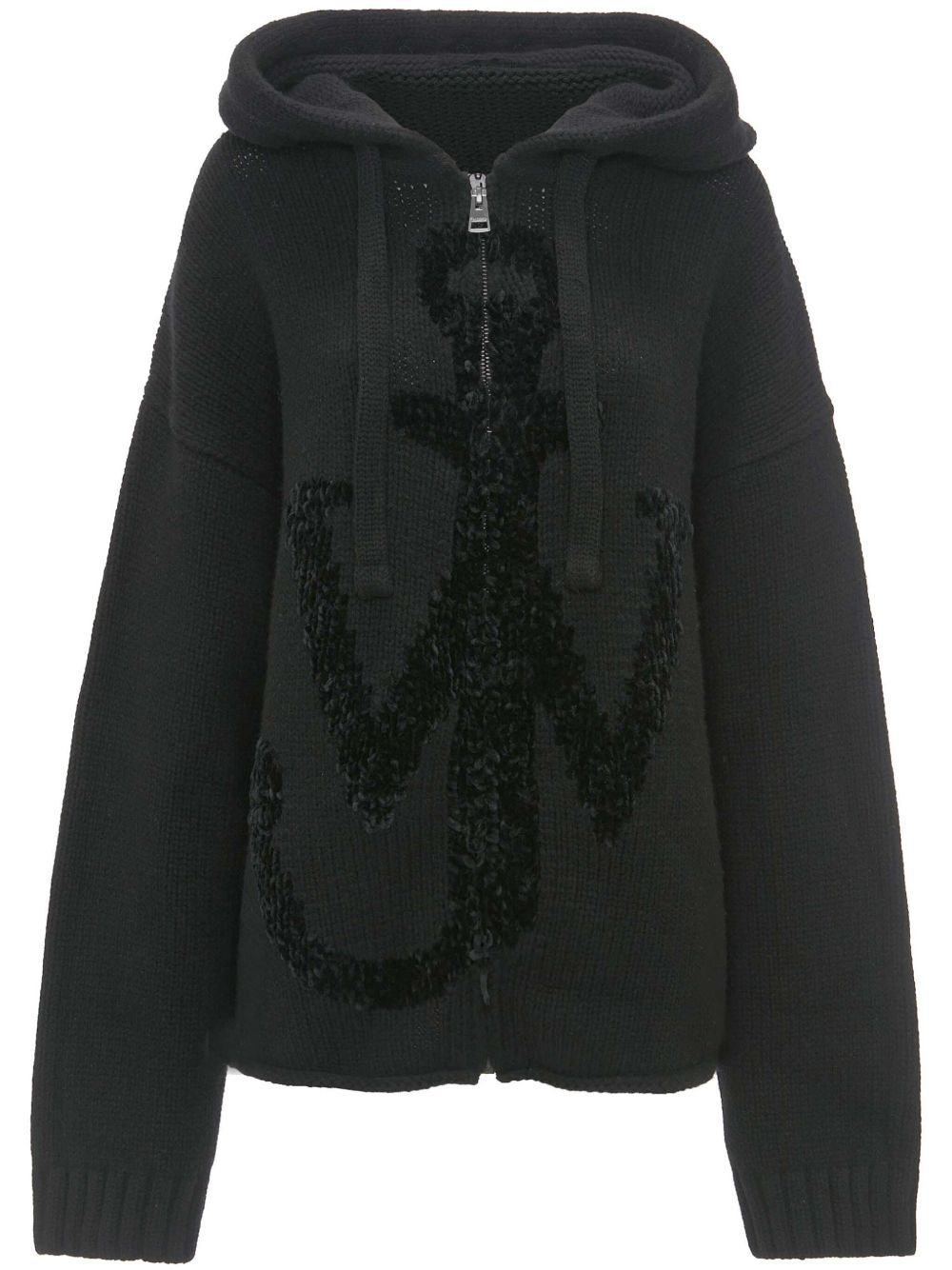 JW Anderson 船锚logo拉链连帽衫 - 黑色