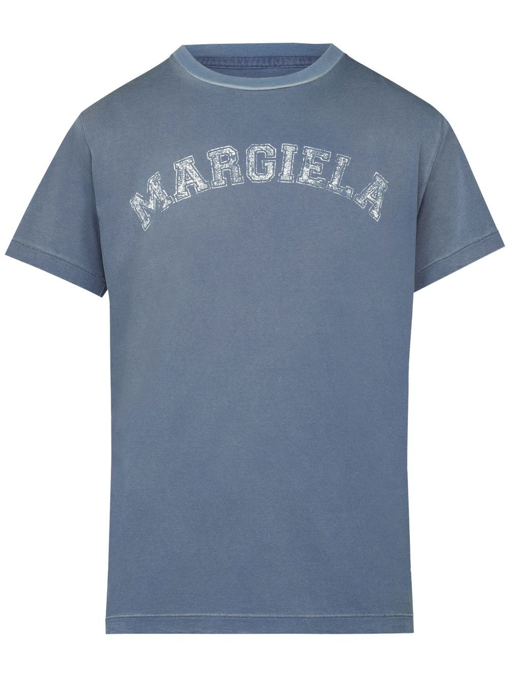 Maison Margiela logo印花平纹针织T恤 - 蓝色