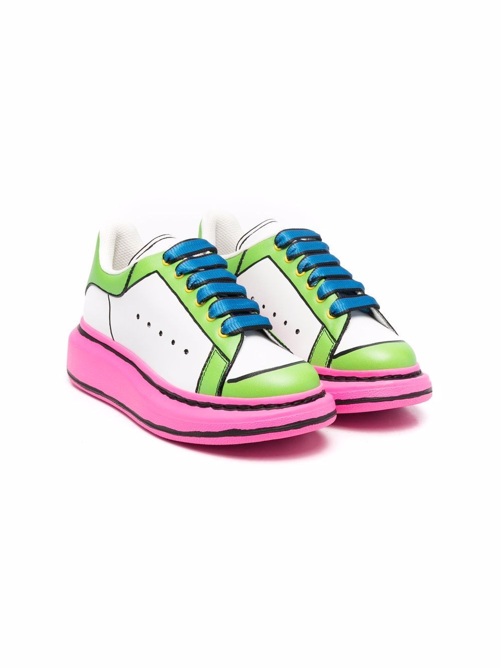 Alexander McQueen Kids 亚历山大·麦昆 拼色低帮运动鞋 - 白色