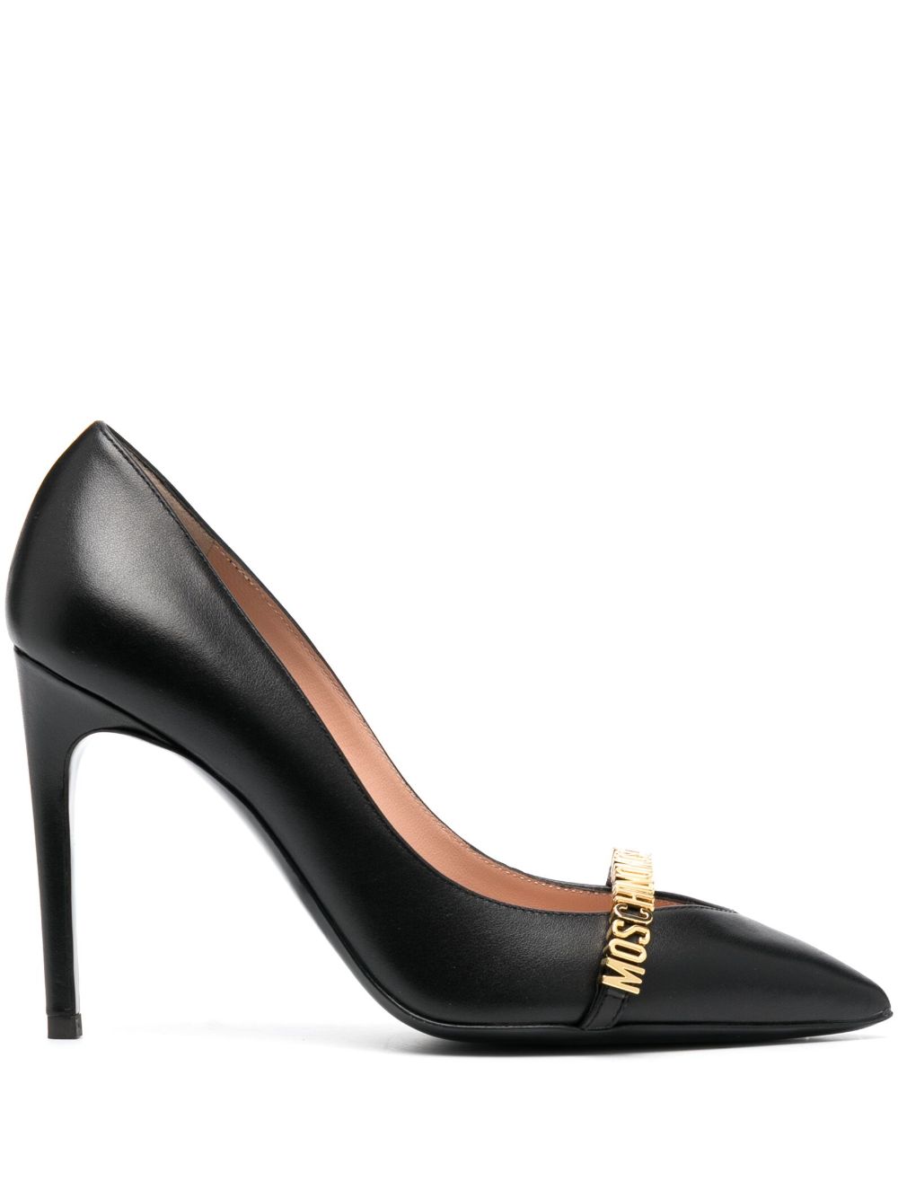 Moschino logo高跟鞋 - 黑色