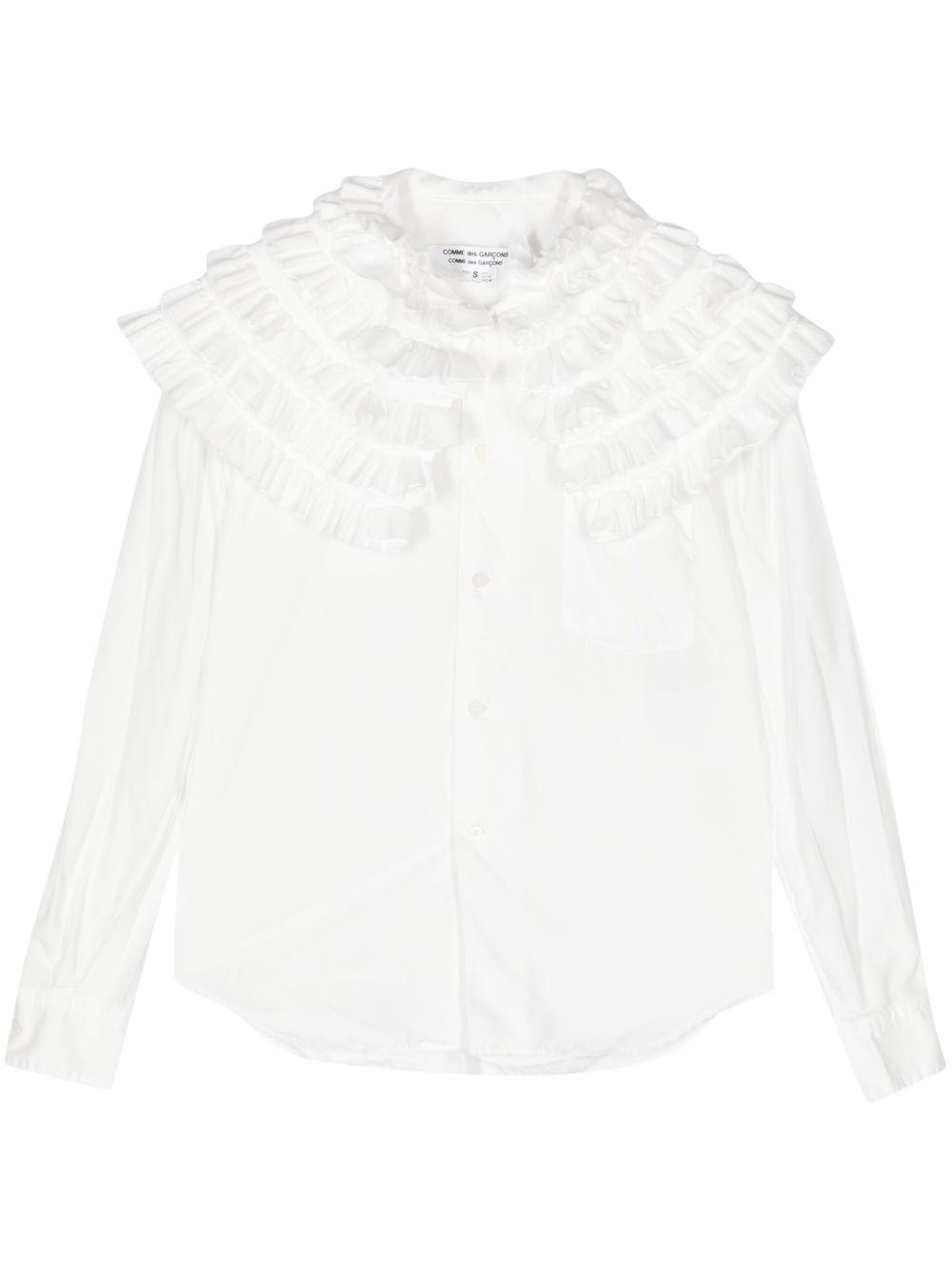 Comme Des Garçons Comme Des Garçons 荷叶边长袖衬衫 - 白色