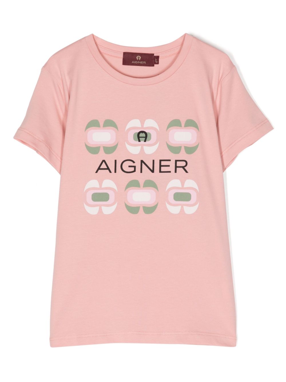 Aigner Kids logo印花棉T恤 - 粉色