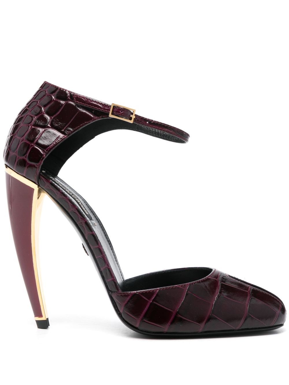 Roberto Cavalli 压纹皮质高跟鞋（12.5厘米） - 红色
