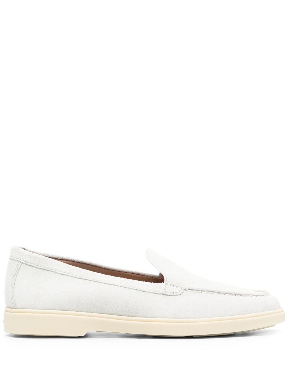 Santoni 圆头绒面皮乐福鞋 - 白色
