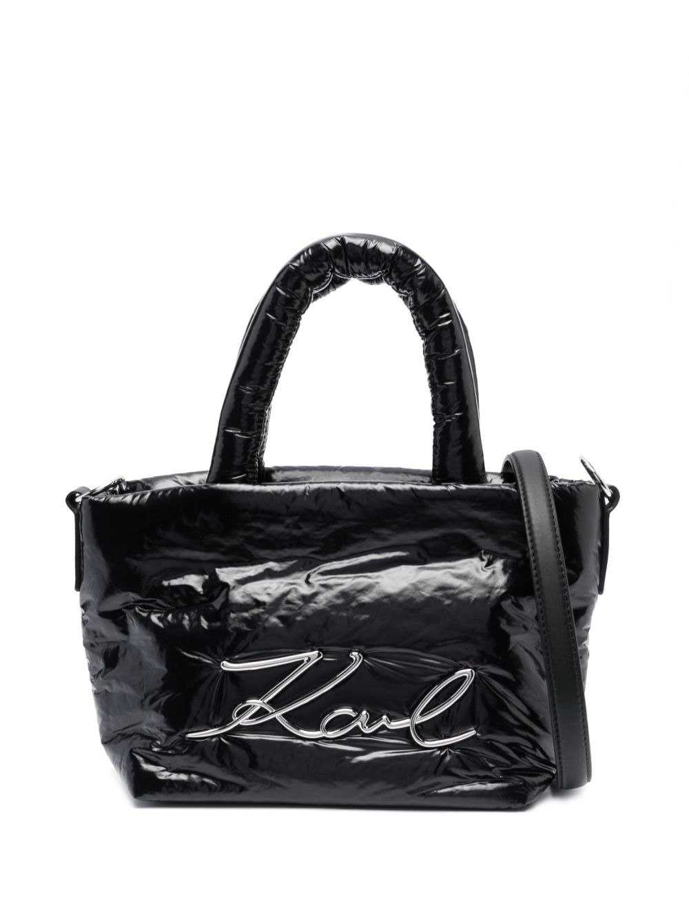 Karl Lagerfeld K/Signature logo标牌手提包 - 黑色