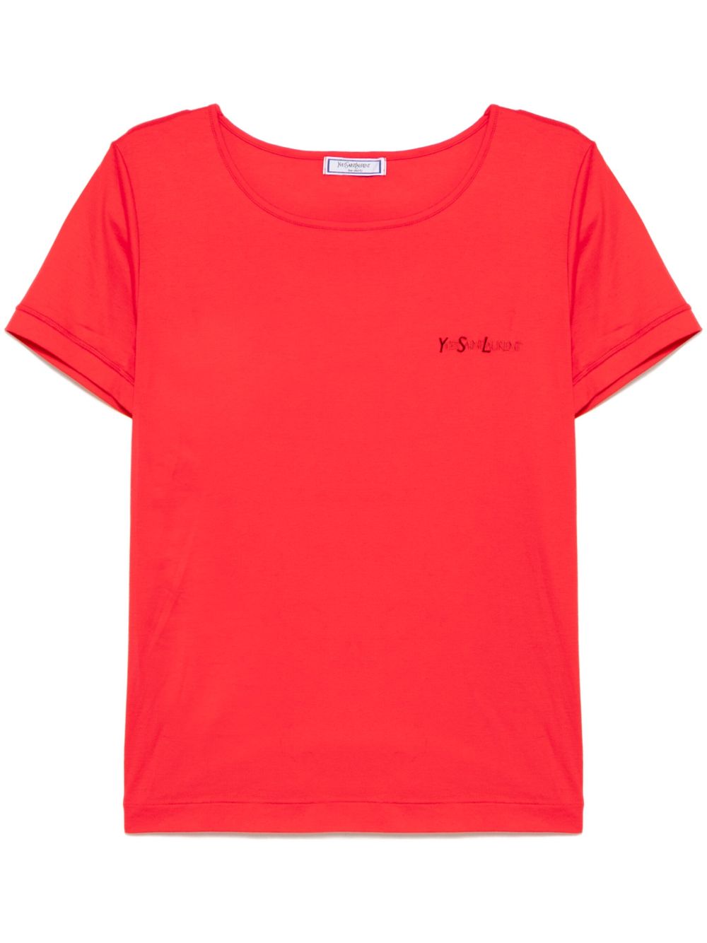 Saint Laurent Pre-Owned logo刺绣T恤（1990-2000年代典藏款） - 红色
