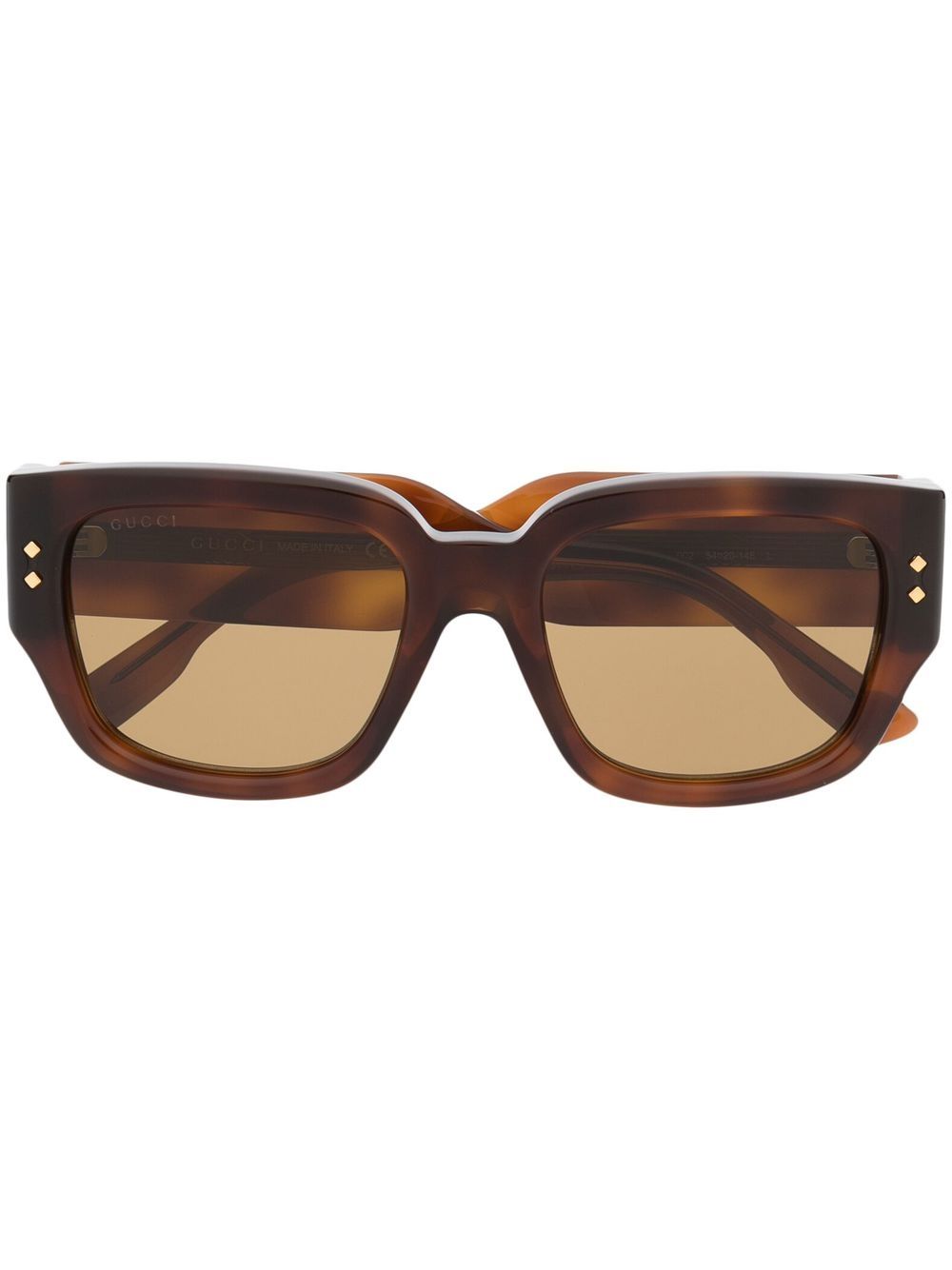 Gucci Eyewear 玳瑁纹logo镜腿太阳眼镜 - 褐色