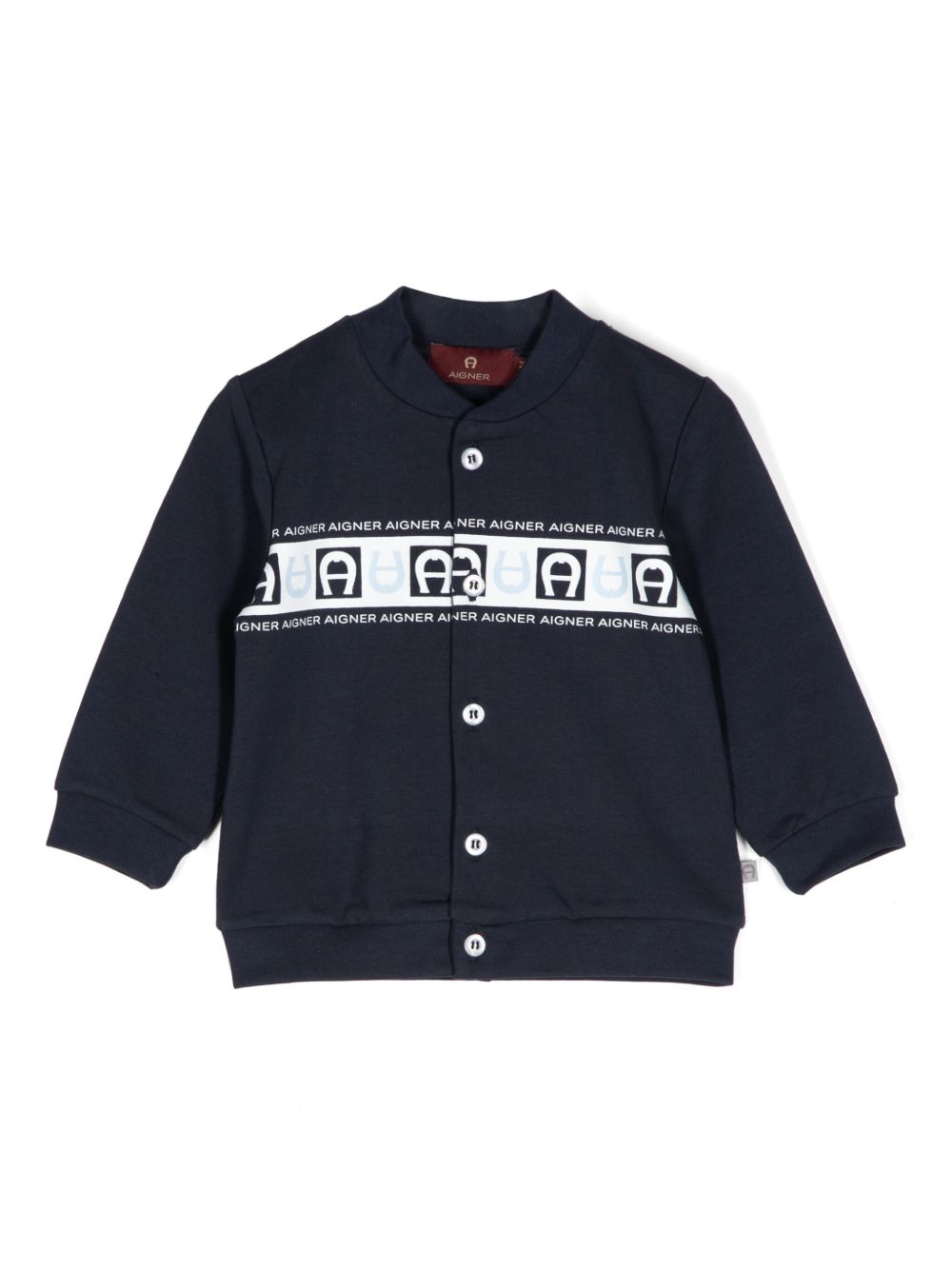 Aigner Kids logo印花夹克 - 蓝色