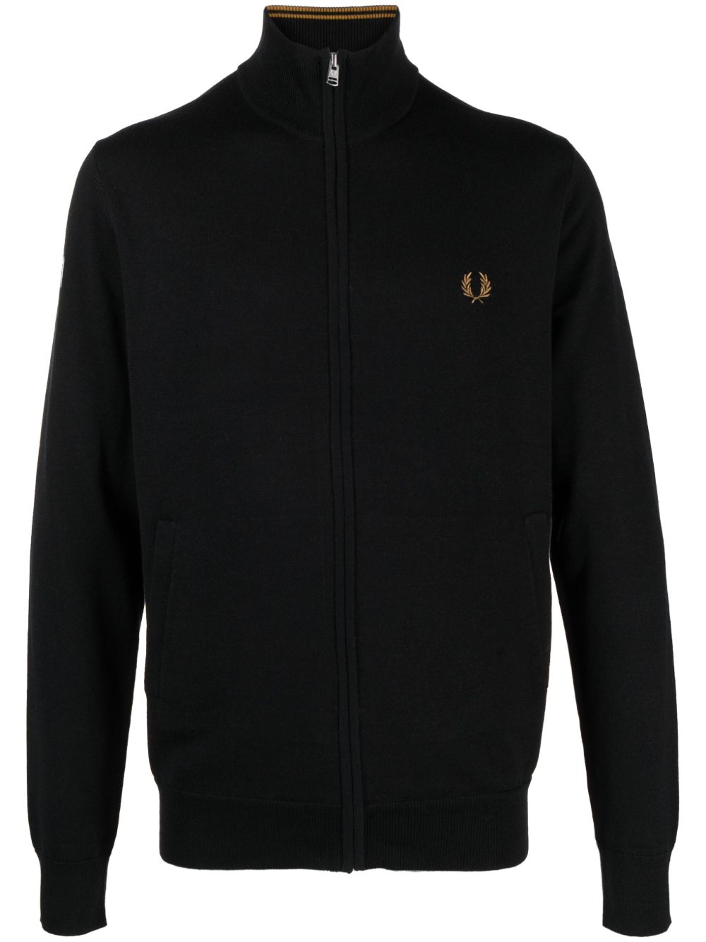 Fred Perry logo刺绣针织卫衣 - 黑色