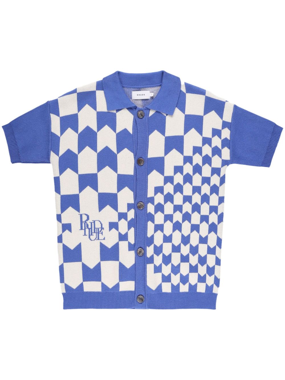 RHUDE Racing Checkered 针织polo衫 - 蓝色