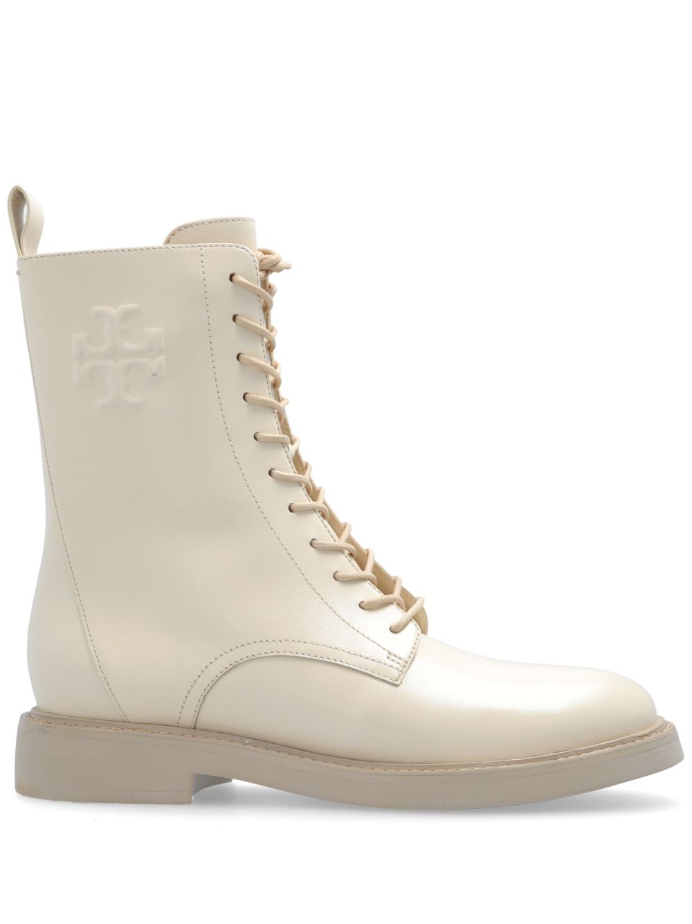 Tory Burch logo压纹皮靴 - 中性色