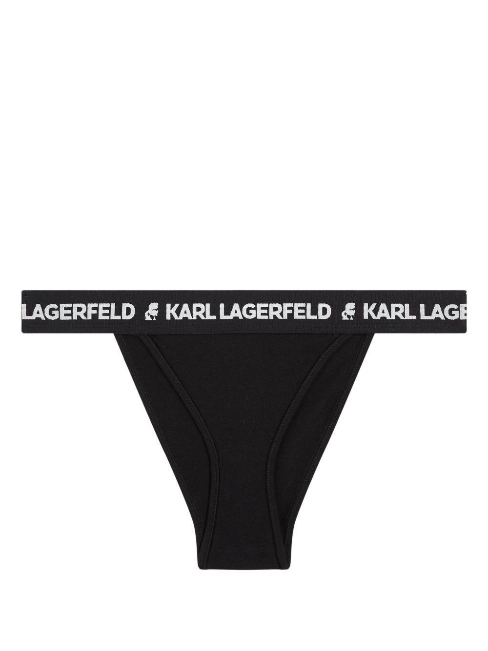 Karl Lagerfeld logo腰边巴西式三角内裤 - 黑色