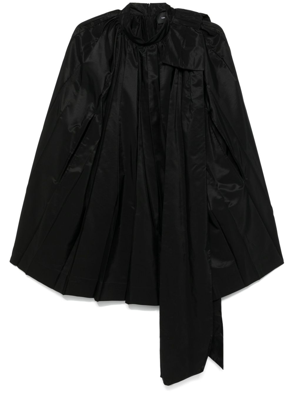 Simone Rocha 蝴蝶结细节百褶迷你连衣裙 - 黑色