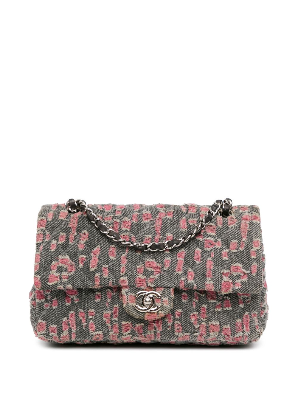 CHANEL Pre-Owned Classic Double Flap 中号仿旧牛仔单肩包（2010-2011年典藏款） - 粉色
