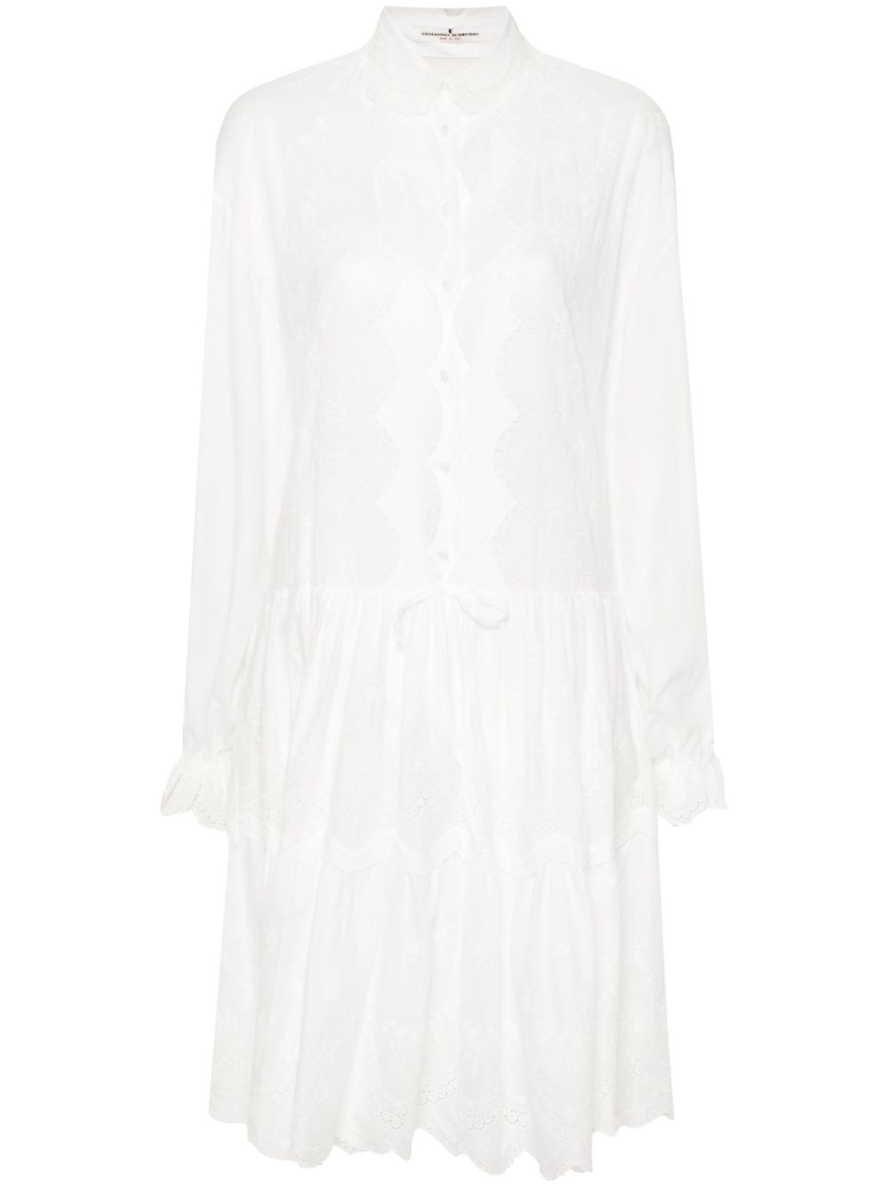 Ermanno Scervino 花卉刺绣迷你连衣裙 - 白色