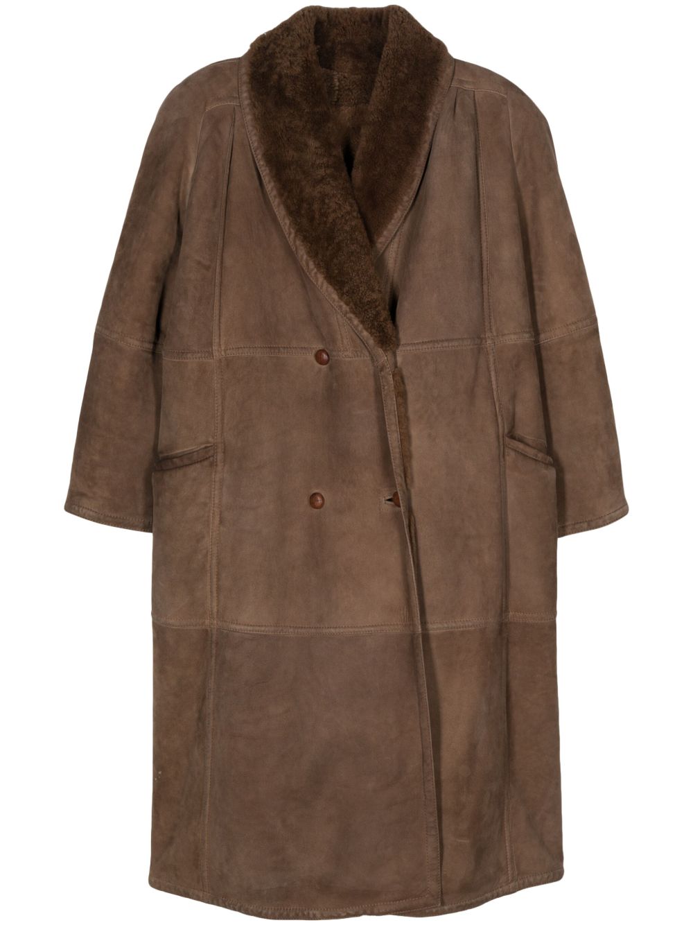 Valentino Garavani Pre-Owned 皮毛一体衬里外套（1980年代典藏款） - 褐色