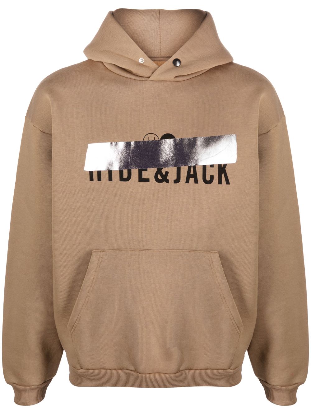 Hide&Jack logo印花棉混纺连帽衫 - 褐色