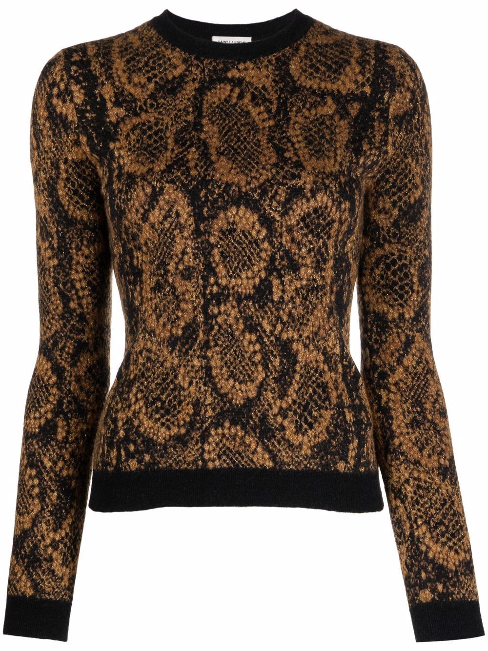 Saint Laurent 蛇皮效果提花毛衣 - 黑色