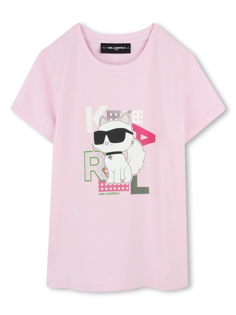 Karl Lagerfeld Kids 图案印花T恤 - 粉色