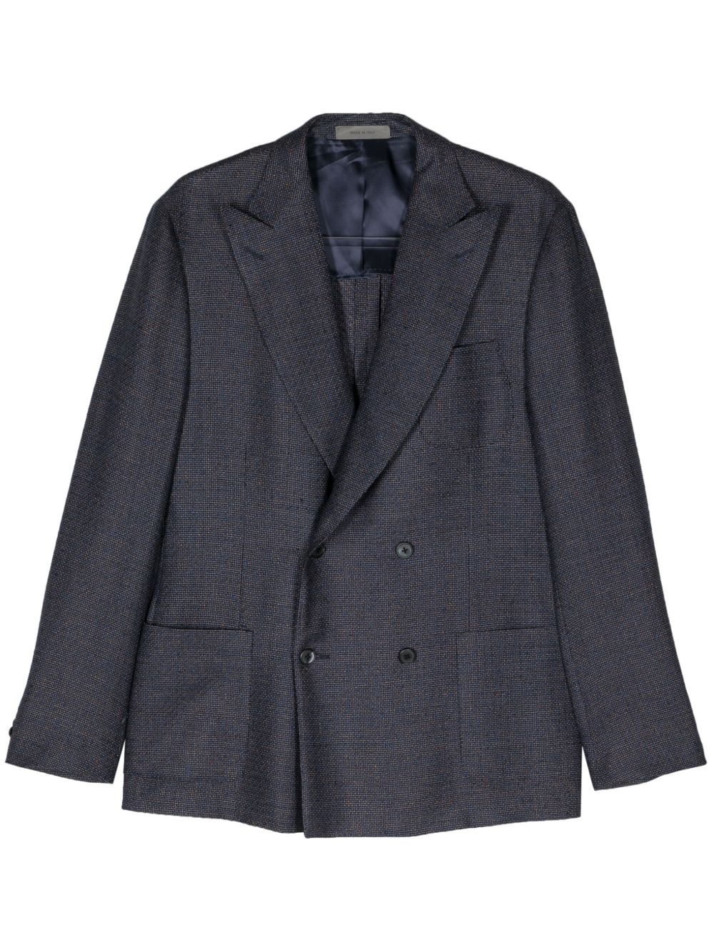 Corneliani 戗驳领双排扣西装夹克 - 蓝色