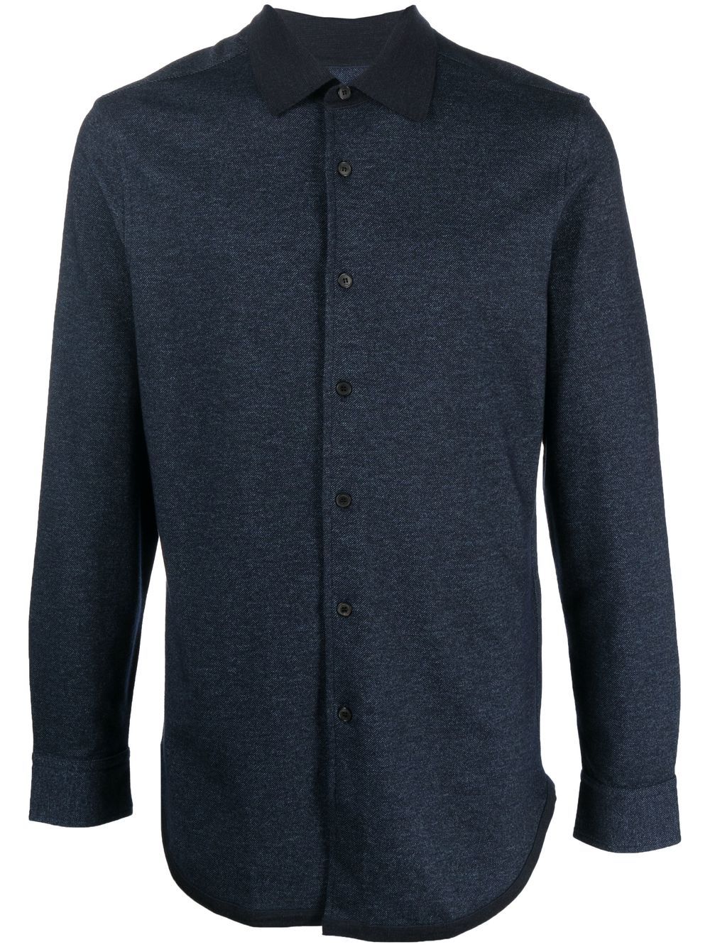 Brioni 平纹针织排扣衬衫 - 蓝色