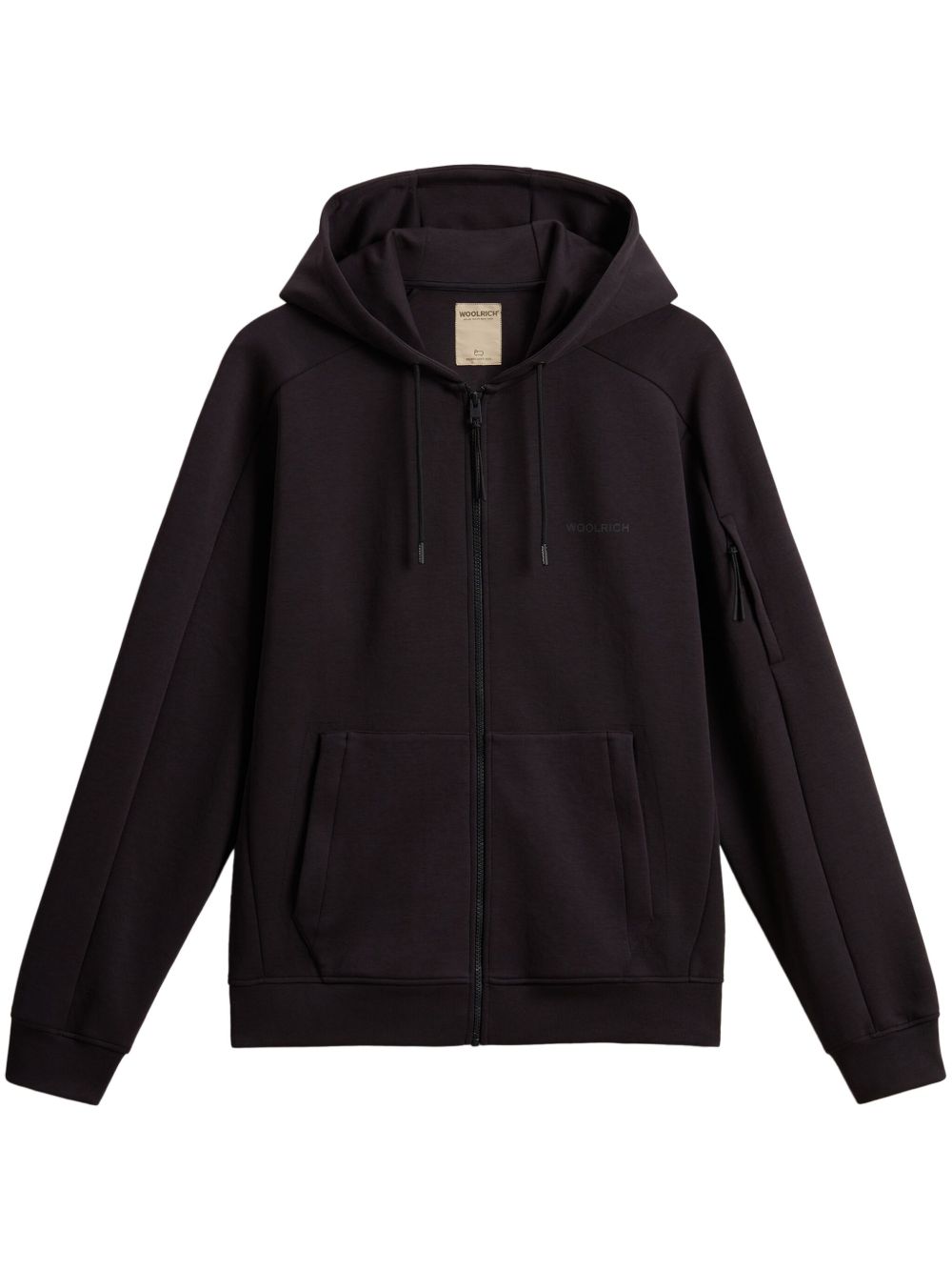 Woolrich logo印花拉链连帽衫 - 黑色