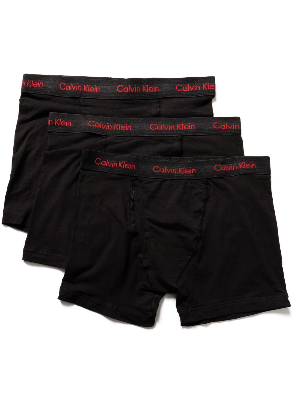 Calvin Klein logo腰边四角裤（三件装） - 黑色