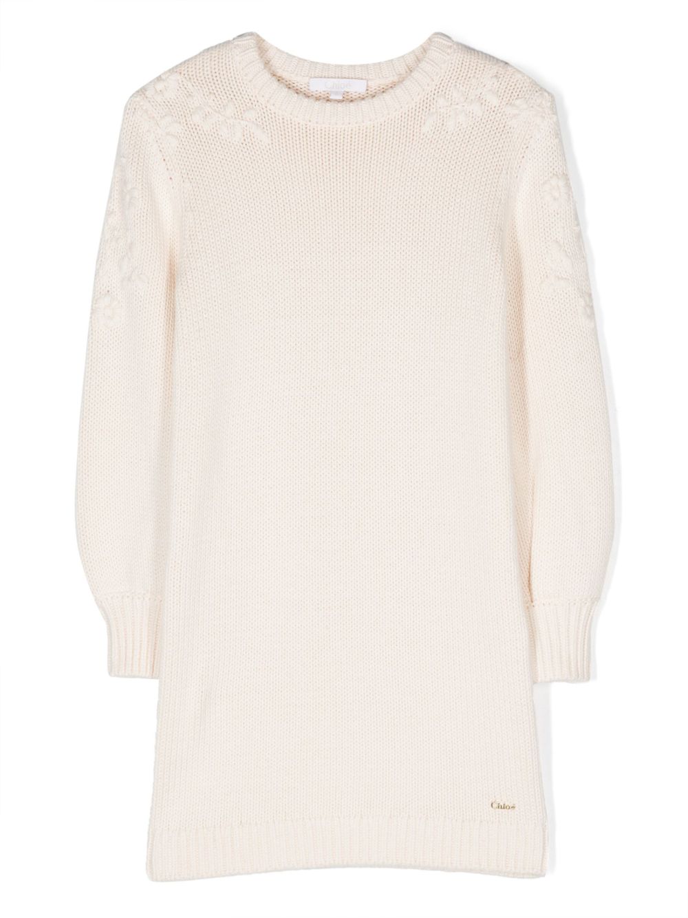 Chloé Kids 长袖针织连衣裙 - 中性色