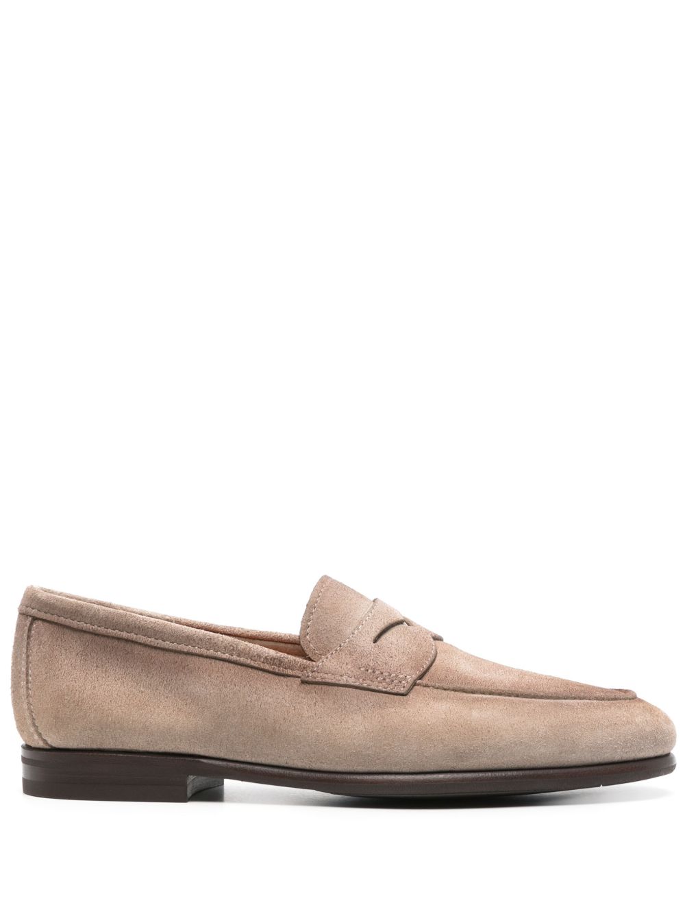 Santoni 便士槽绒面皮乐福鞋 - 褐色