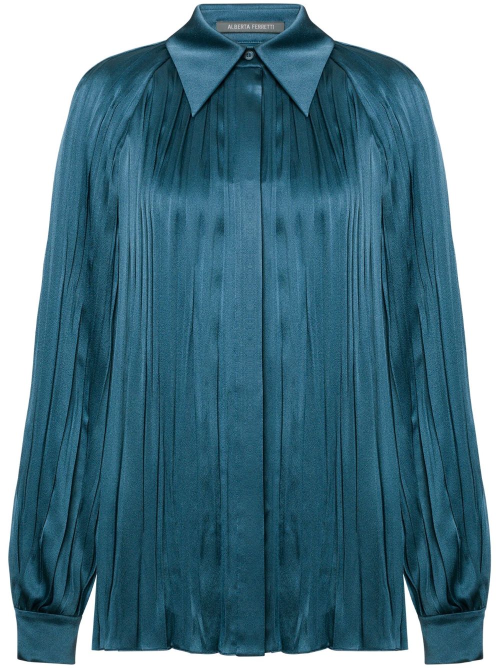 Alberta Ferretti 褶饰衬衫 - 蓝色