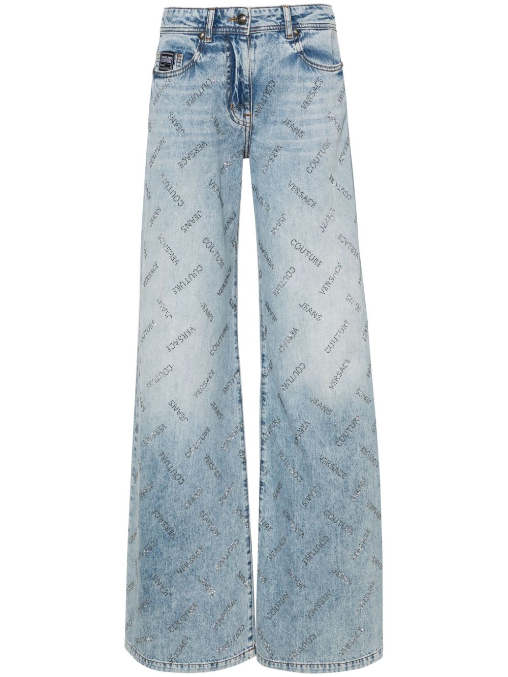 Versace Jeans Couture 晶饰logo直筒牛仔裤 - 蓝色
