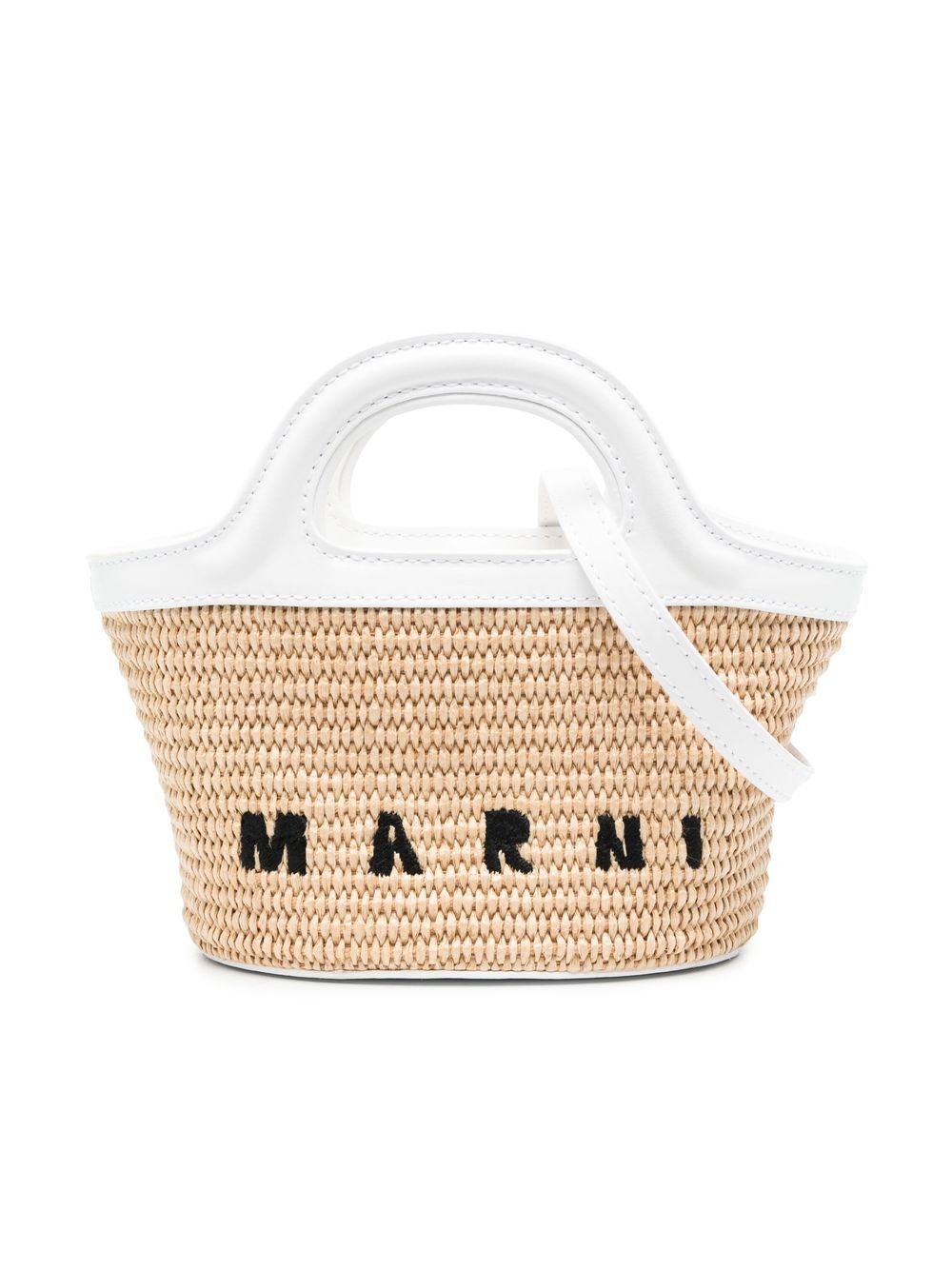 Marni Kids logo印花编织手提包 - 中性色
