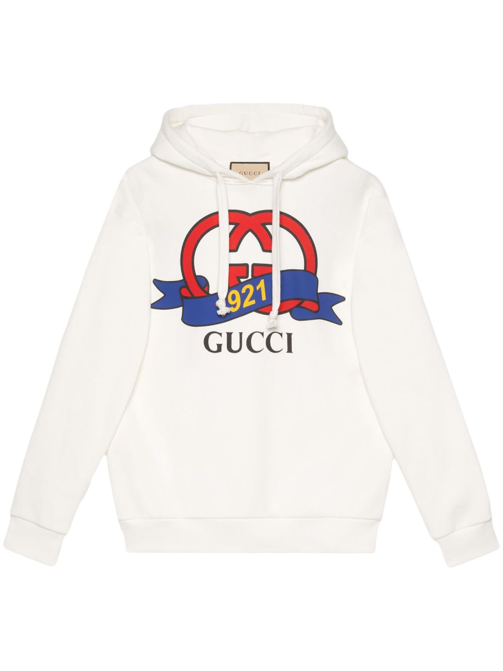 Gucci logo印花棉连帽衫 - 白色