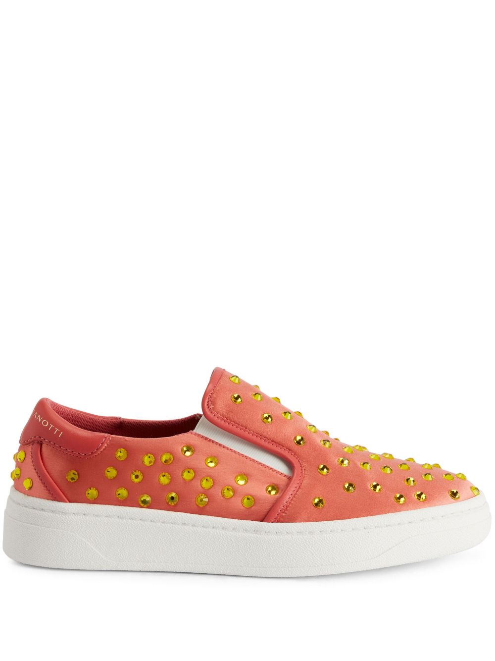 Giuseppe Zanotti GZ94 水钻缀饰缎面运动鞋 - 橘色