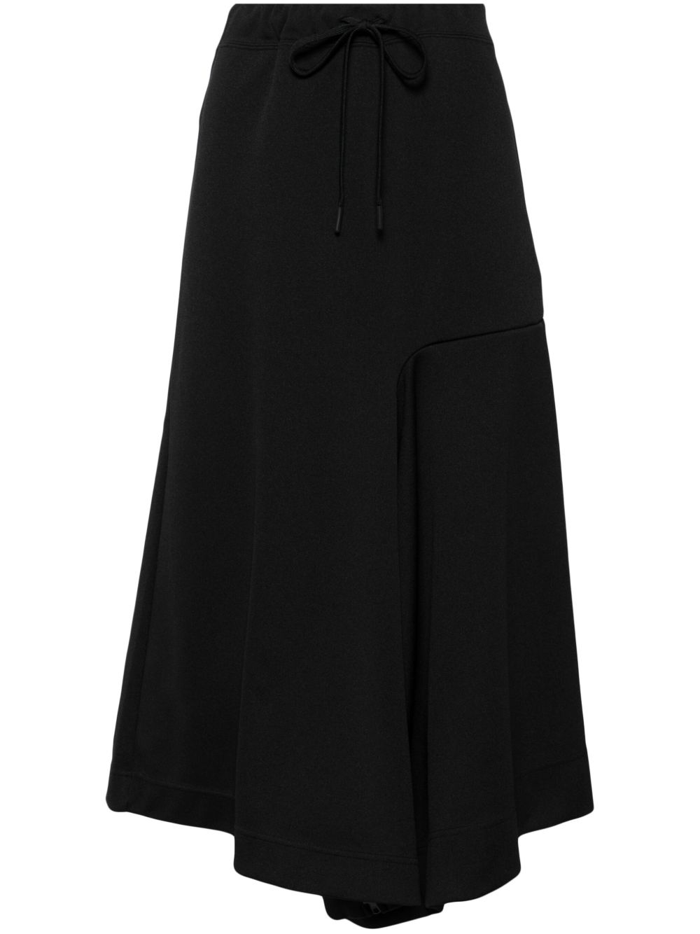 Yohji Yamamoto 不对称抽绳中长半身裙 - 黑色