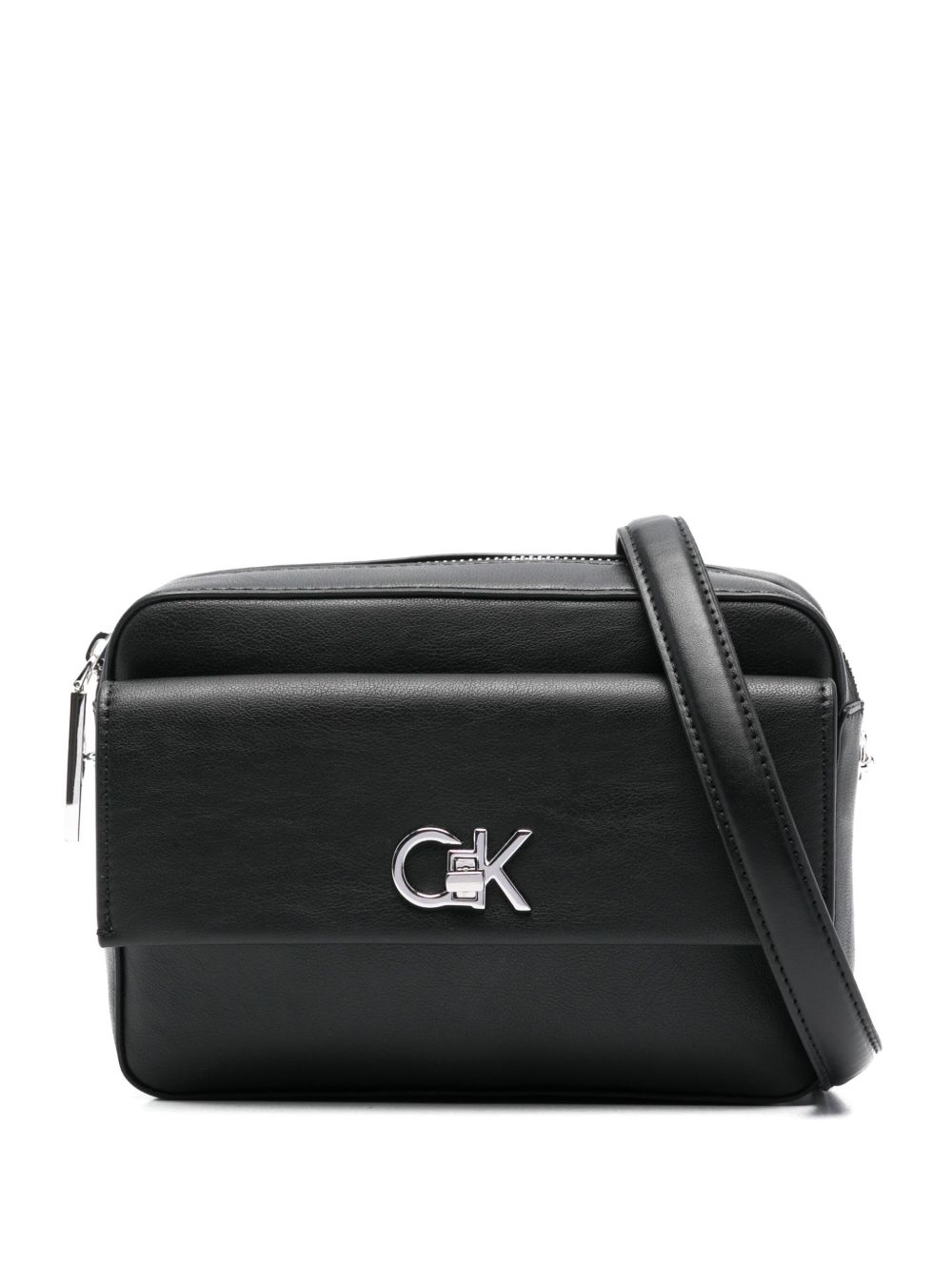 Calvin Klein logo标牌斜挎包 - 黑色