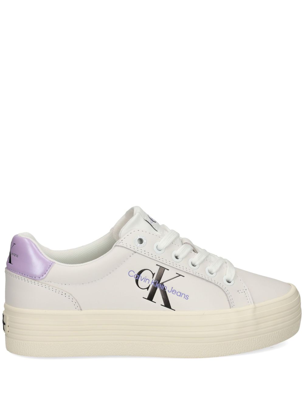 Calvin Klein Jeans logo印花皮质运动鞋 - 白色