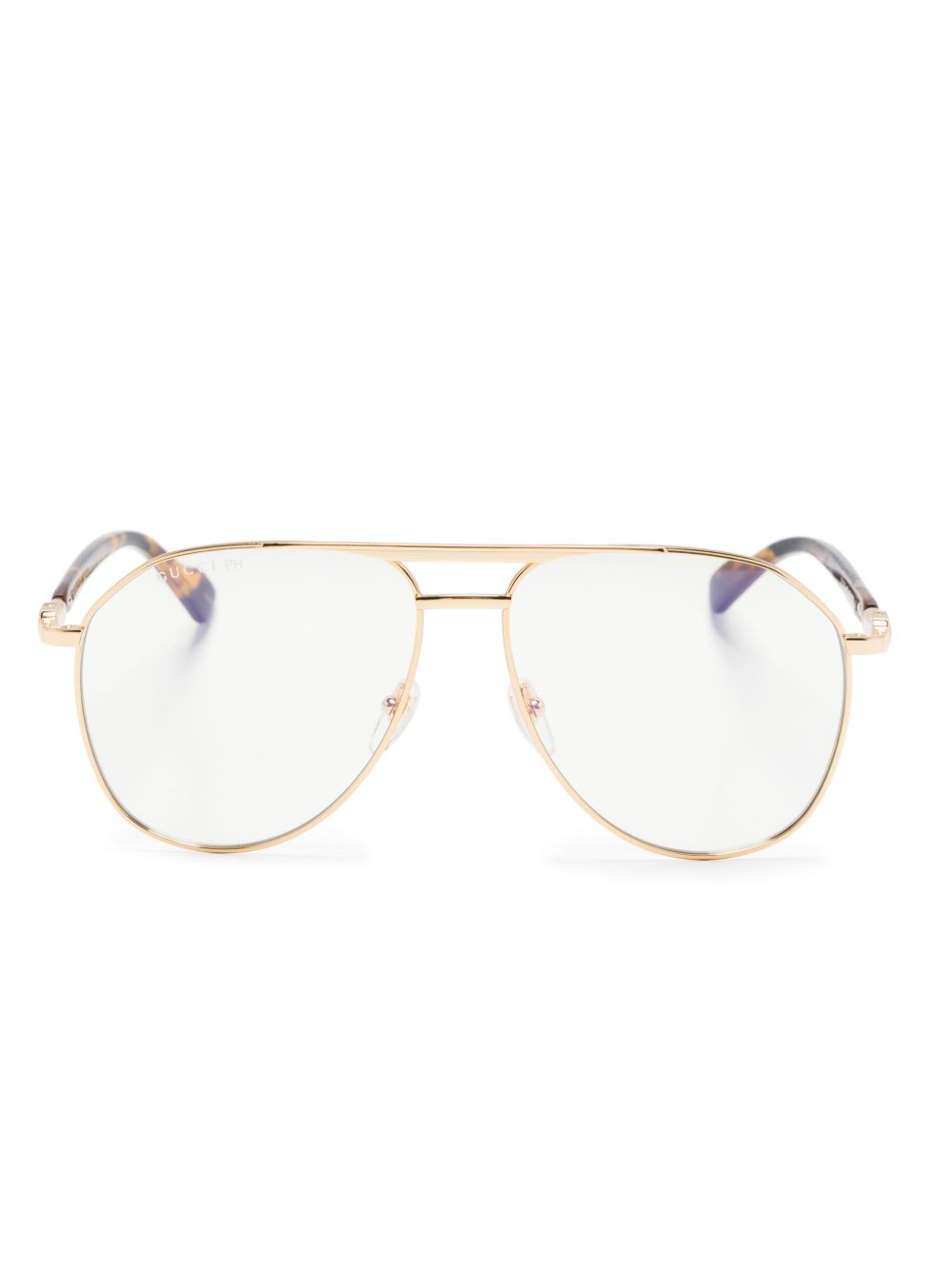 Gucci Eyewear 飞行员镜框眼镜 - 金色