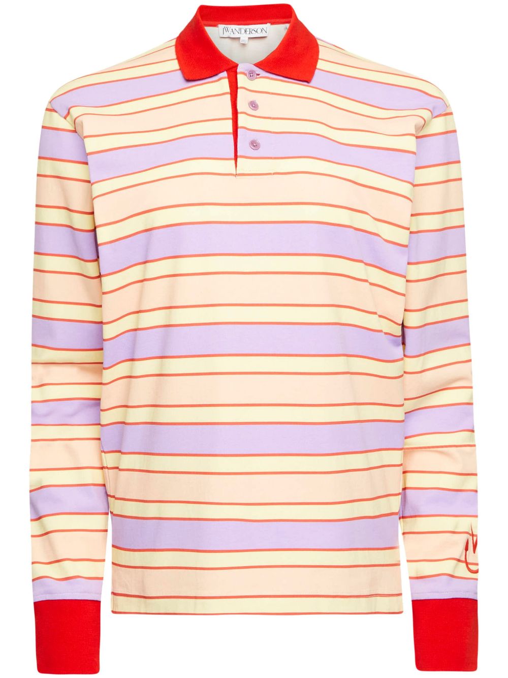 JW Anderson 条纹polo领上衣 - 粉色